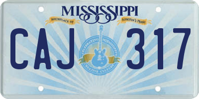 MS license plate CAJ317