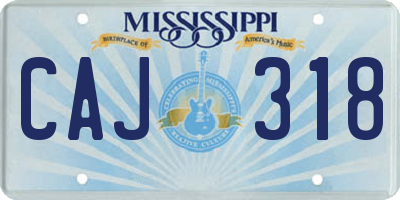 MS license plate CAJ318