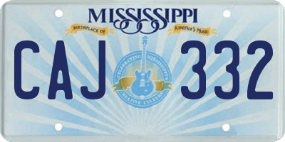 MS license plate CAJ332