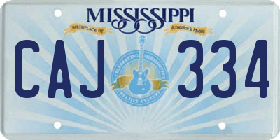 MS license plate CAJ334