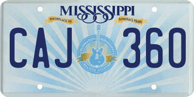 MS license plate CAJ360
