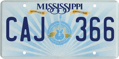 MS license plate CAJ366
