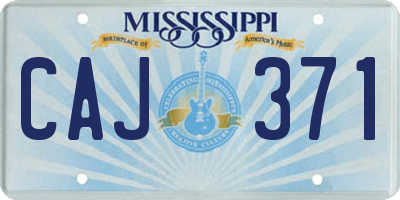 MS license plate CAJ371