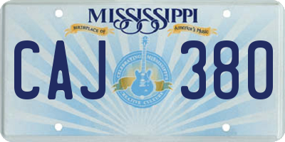 MS license plate CAJ380