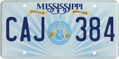 MS license plate CAJ384