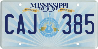 MS license plate CAJ385
