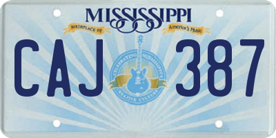 MS license plate CAJ387