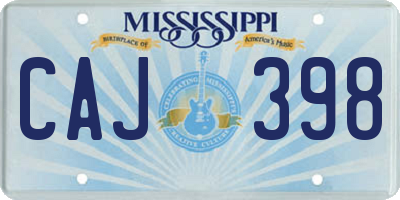 MS license plate CAJ398