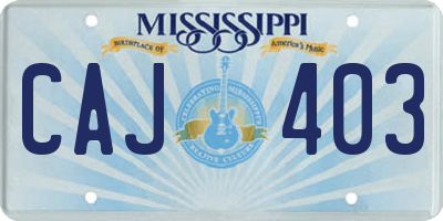 MS license plate CAJ403