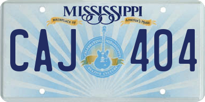 MS license plate CAJ404