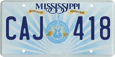 MS license plate CAJ418