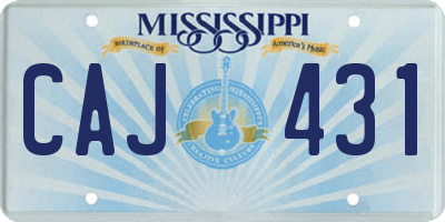 MS license plate CAJ431