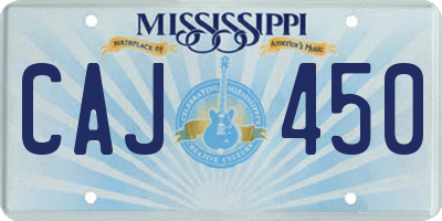 MS license plate CAJ450