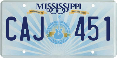 MS license plate CAJ451
