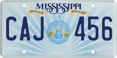 MS license plate CAJ456