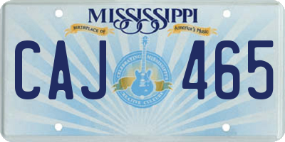 MS license plate CAJ465