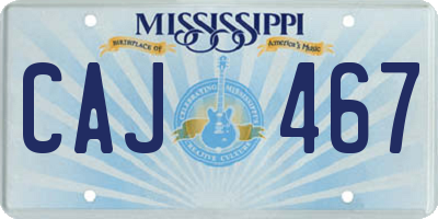 MS license plate CAJ467