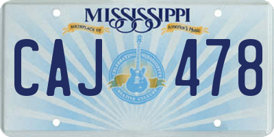 MS license plate CAJ478