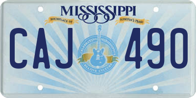 MS license plate CAJ490