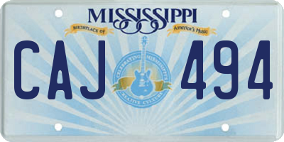 MS license plate CAJ494