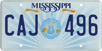 MS license plate CAJ496