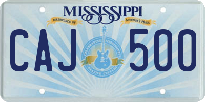 MS license plate CAJ500