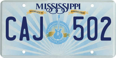 MS license plate CAJ502