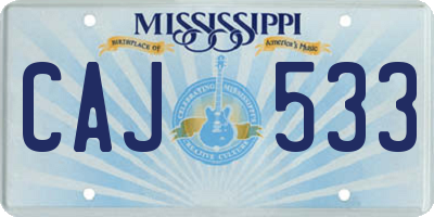MS license plate CAJ533