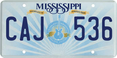 MS license plate CAJ536