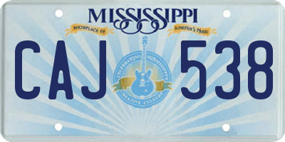 MS license plate CAJ538