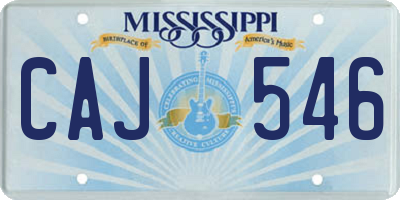 MS license plate CAJ546