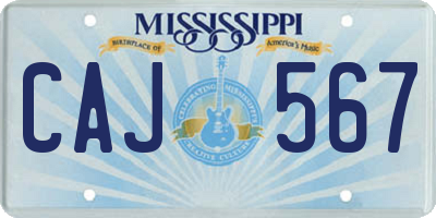 MS license plate CAJ567