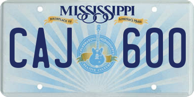 MS license plate CAJ600