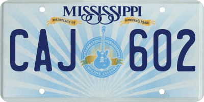 MS license plate CAJ602