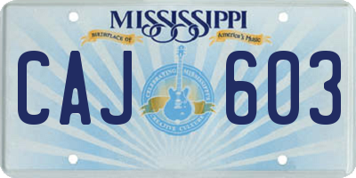 MS license plate CAJ603