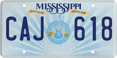 MS license plate CAJ618