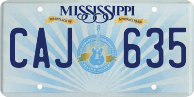 MS license plate CAJ635