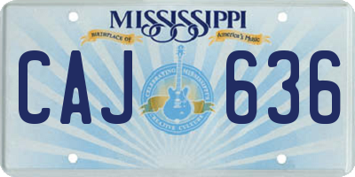 MS license plate CAJ636