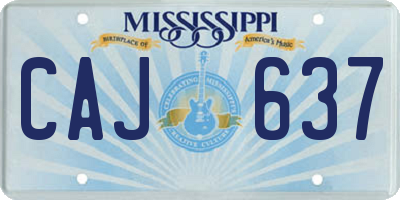 MS license plate CAJ637