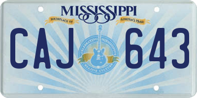 MS license plate CAJ643
