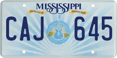 MS license plate CAJ645