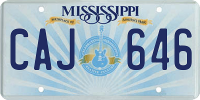 MS license plate CAJ646