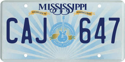 MS license plate CAJ647