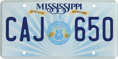 MS license plate CAJ650