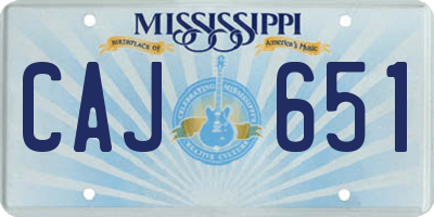 MS license plate CAJ651