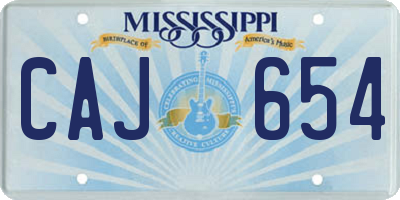 MS license plate CAJ654
