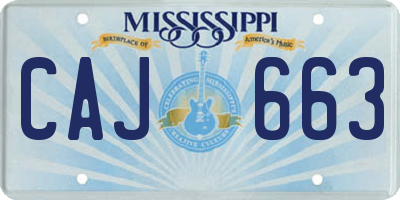 MS license plate CAJ663