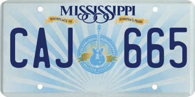 MS license plate CAJ665