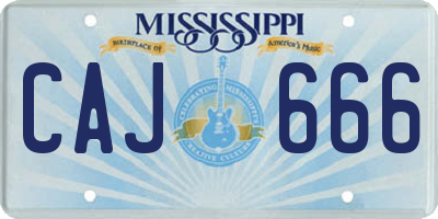 MS license plate CAJ666