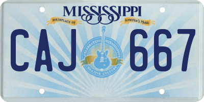 MS license plate CAJ667